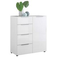 Kommode Siena Weiss - Chromfarben/Weiss, Modern, Glas/Holzwerkstoff (90/99/40cm) - Mömax