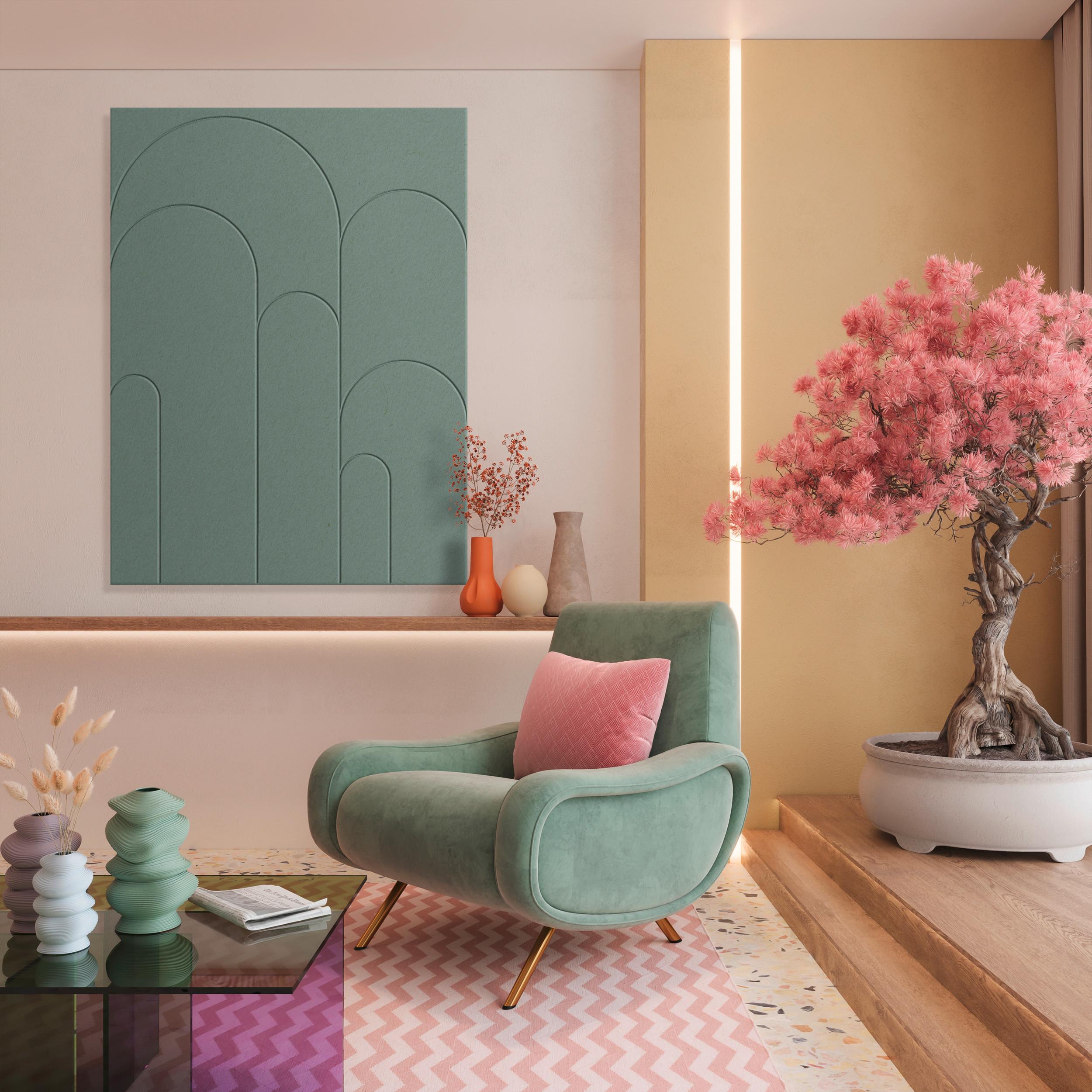 Akustični Panel Marla - svetlo zelena, tekstil (120/90cm) - Mömax