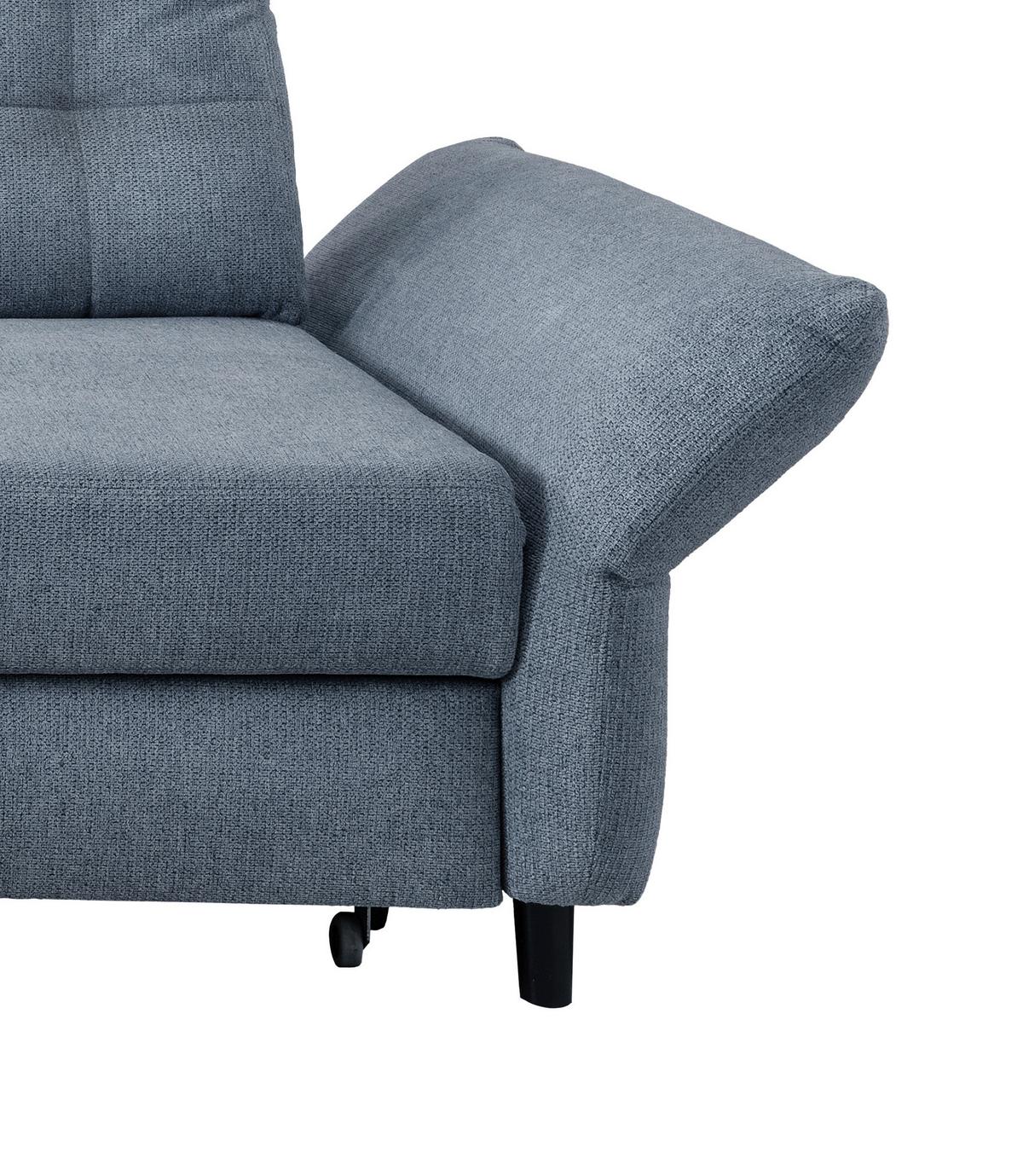 Wohnlandschaft Brizzini Hellblau Chenille - Blau/Schwarz, MODERN, Holz/Textil (176/250-280cm) - Livetastic