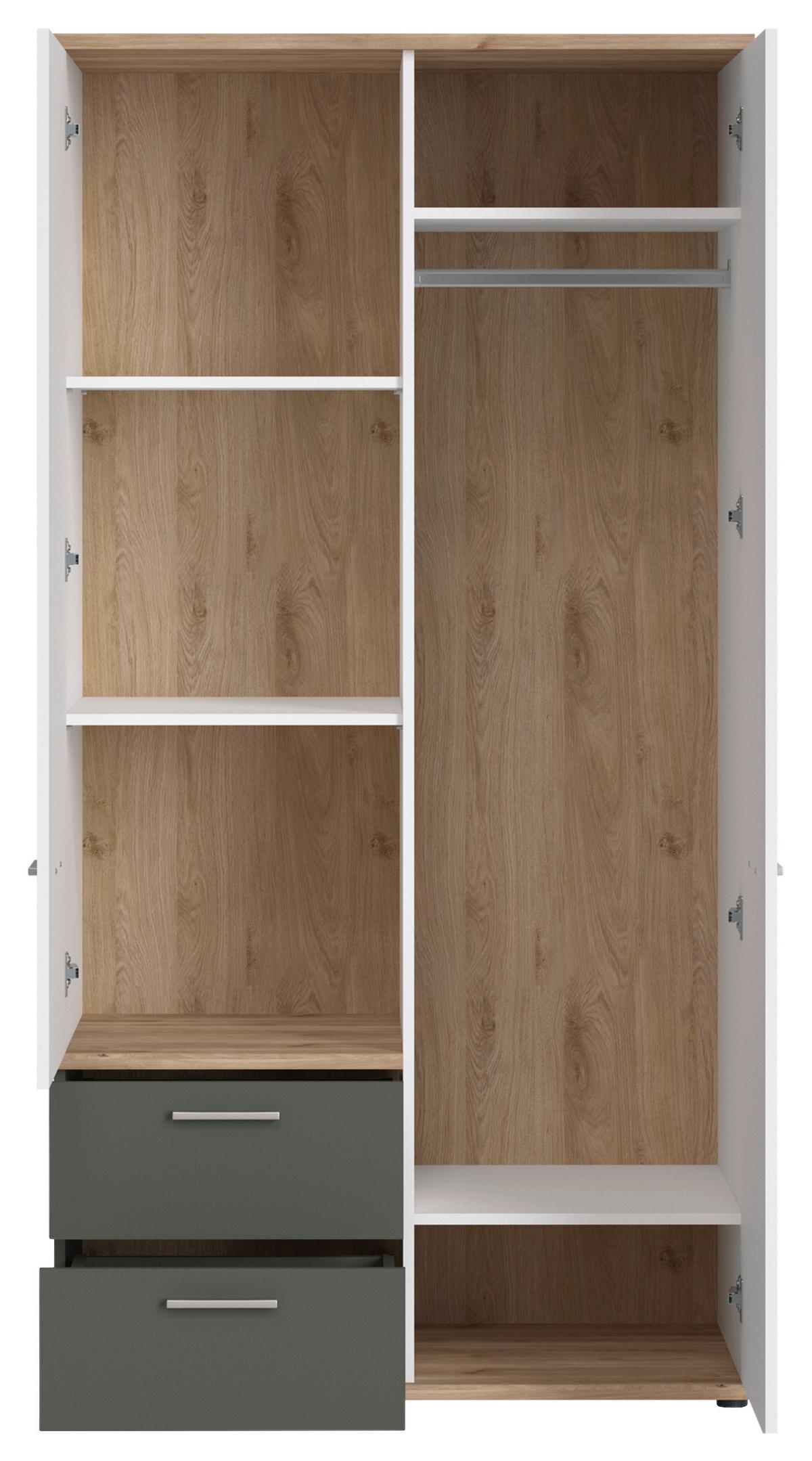 Ormar S Klasičnim Vratima Twenty - bijela/boje grafita, Moderno, drvni materijal/plastika (100/196/60cm) - Modern Living