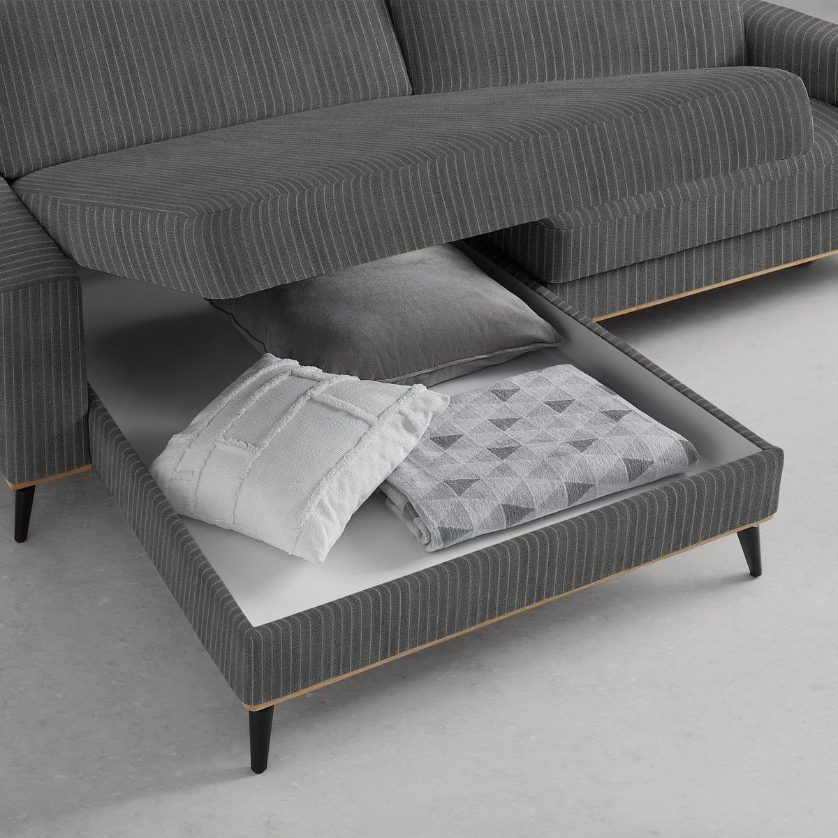 Wohnlandschaft Romeo Graphitfarben - Graphitfarben/Schwarz, KONVENTIONELL, Textil/Metall (167/87/234cm) - Zandiara