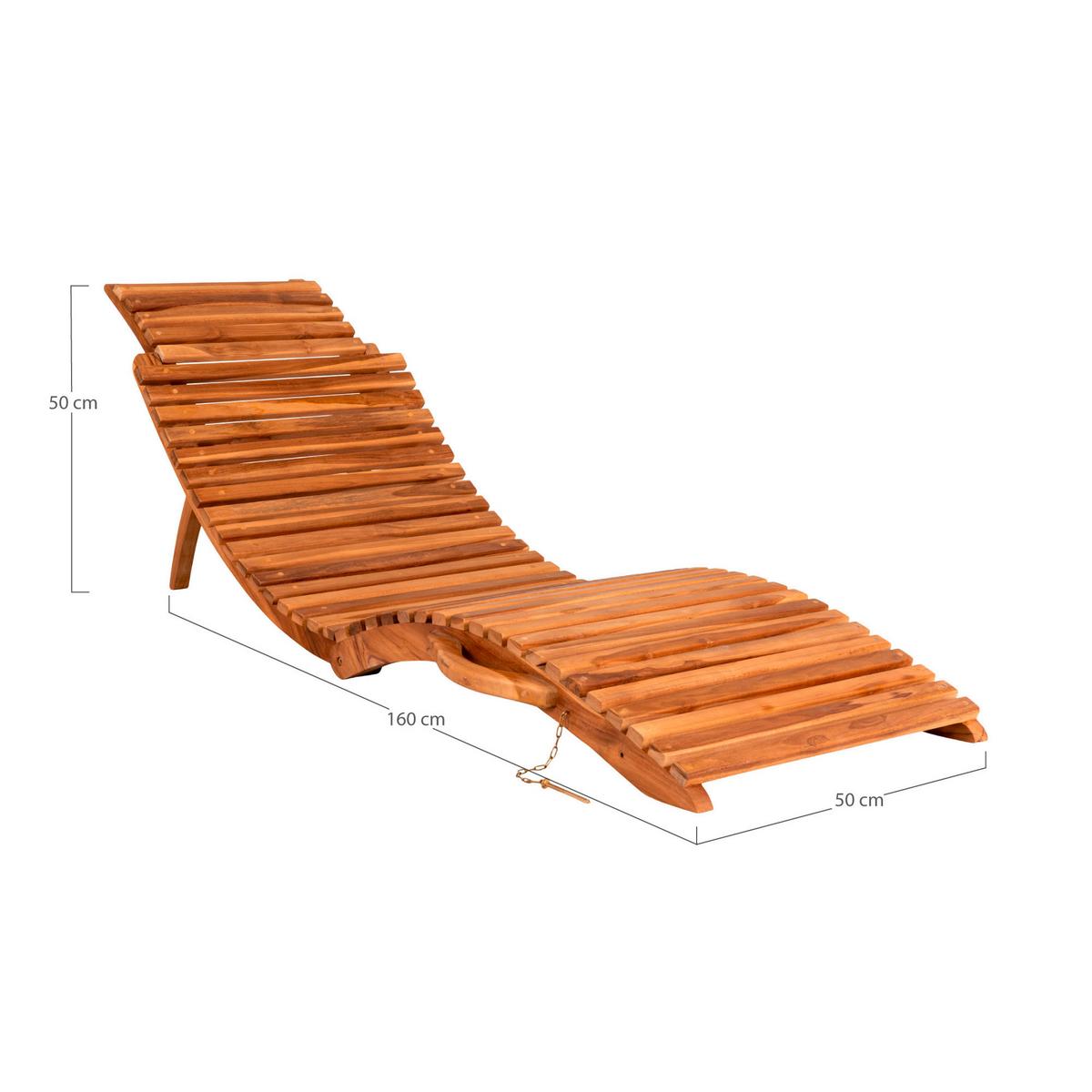 Sonnenliege Arrieta Teak - Braun, MODERN, Holz (50/25/160cm) - Gardenson