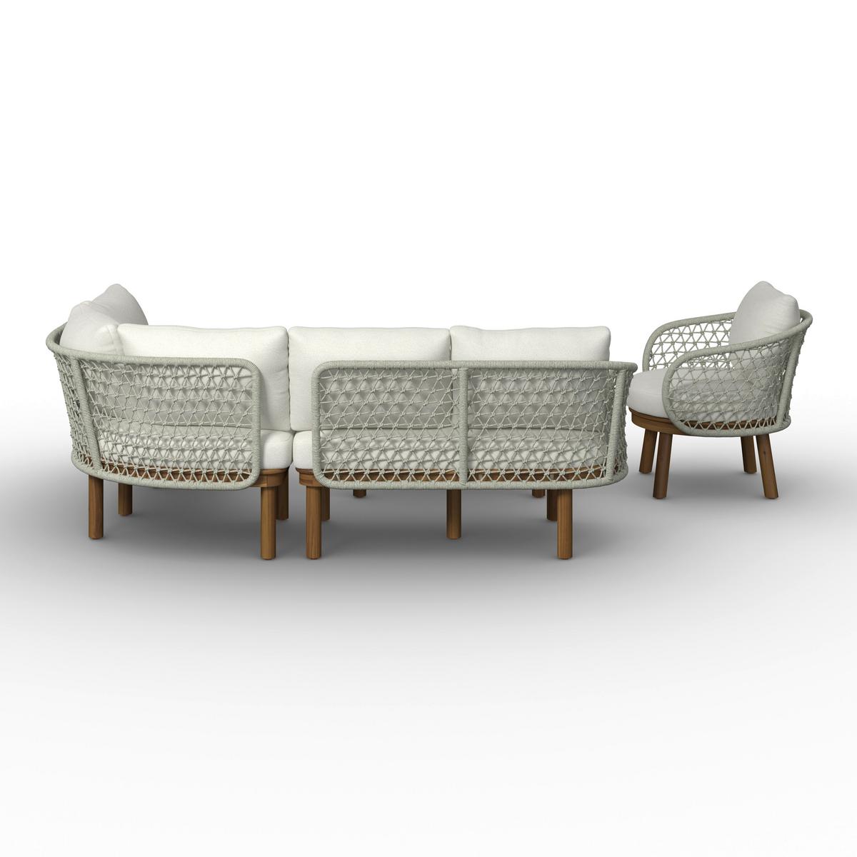 Lounge Garitura Belaya, Bela, 4-Delni Set - siva/barva oreha, Moderno, kovina/tekstil (244/205cm) - Bessagi Garden