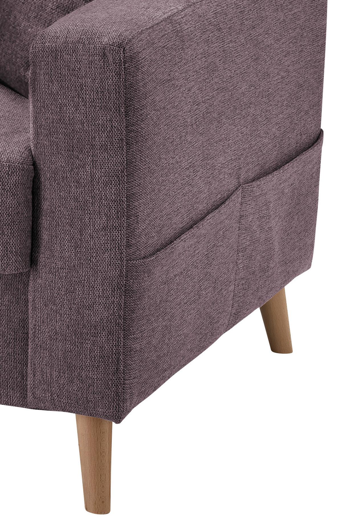 Wohnlandschaft Valentina Bordeaux Struktur - Bordeaux/Naturfarben, KONVENTIONELL, Holz/Textil (200/230cm) - P & B