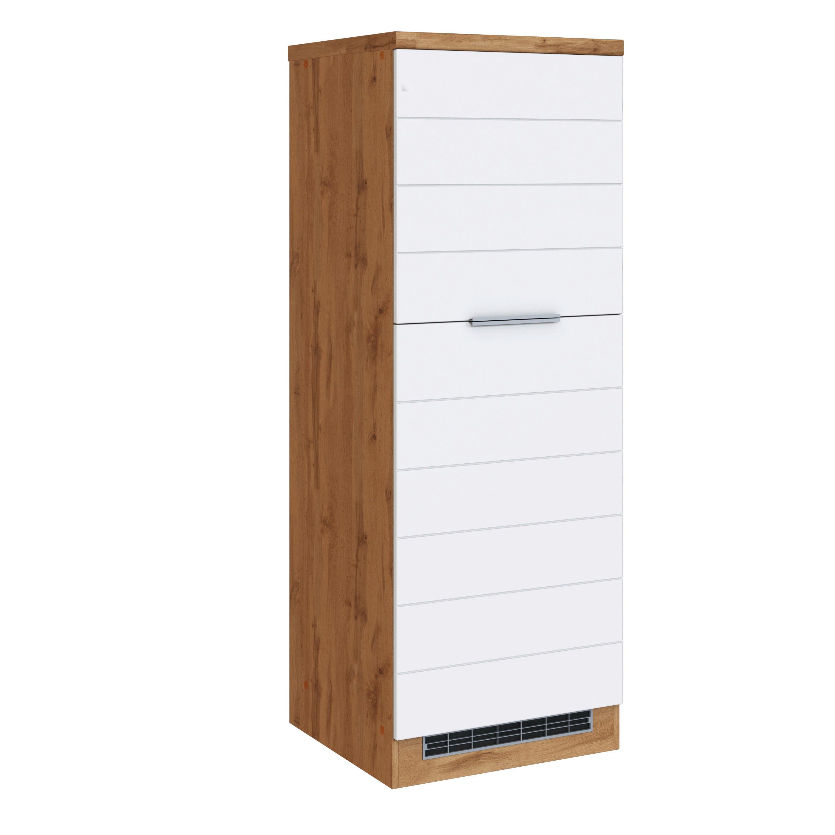 Backofen-/Kühlschrank Umbauschrank Florenz ca. 60 cm - Eiche Wotan/Weiß, Design, Holzwerkstoff/Metall (60/165/60cm) - Held