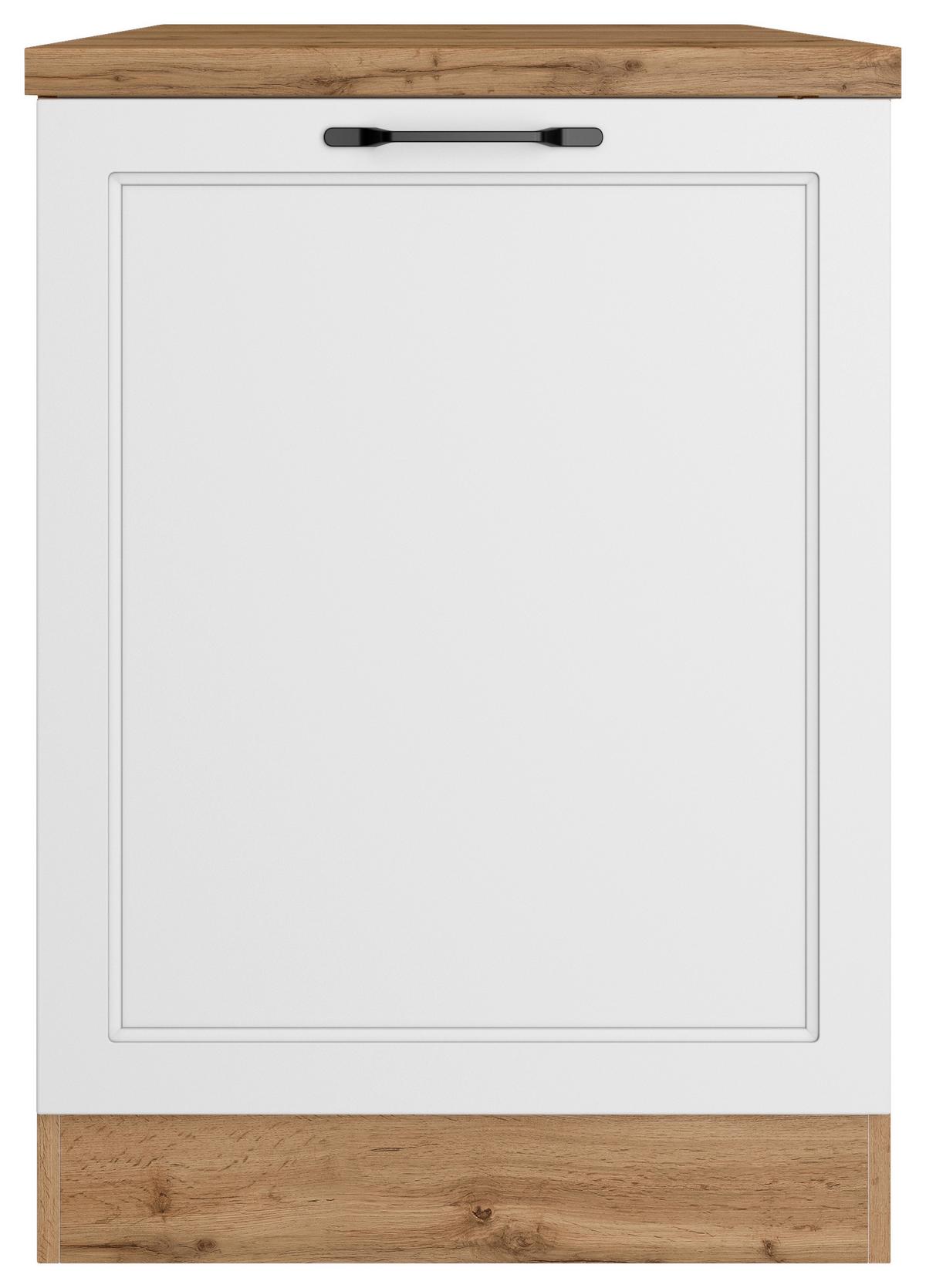 Küchenunterschrank Meran ca. 60x86x60 cm Weiß/Eiche - Eiche Wotan/Schwarz, LIFESTYLE, Holzwerkstoff/Metall (60/86/60cm) - Held
