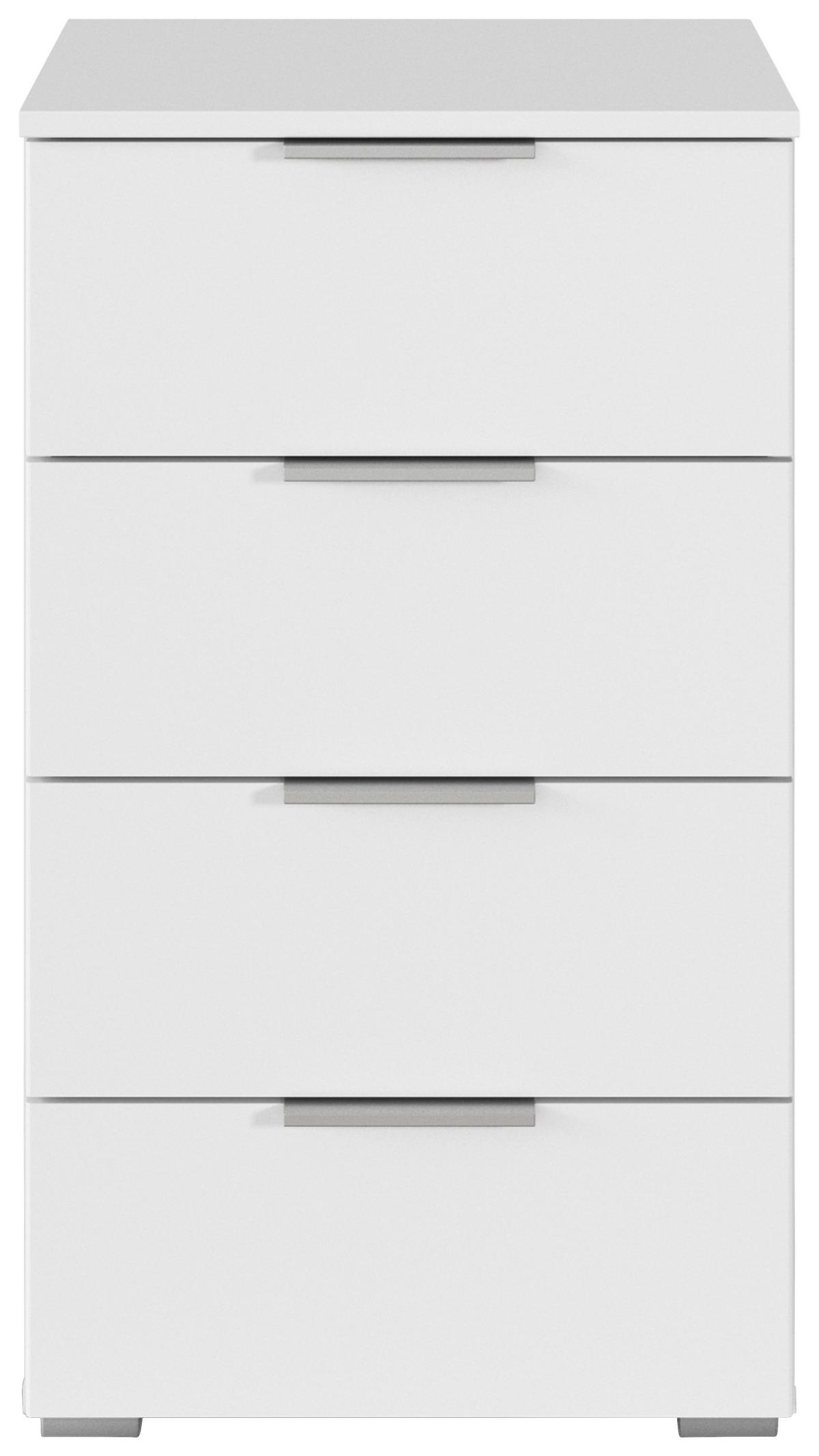 Nachtkästchen Mars 4L Weiß - Alufarben/Weiß, KONVENTIONELL, Holzwerkstoff/Kunststoff (47/81/42cm) - Mömax