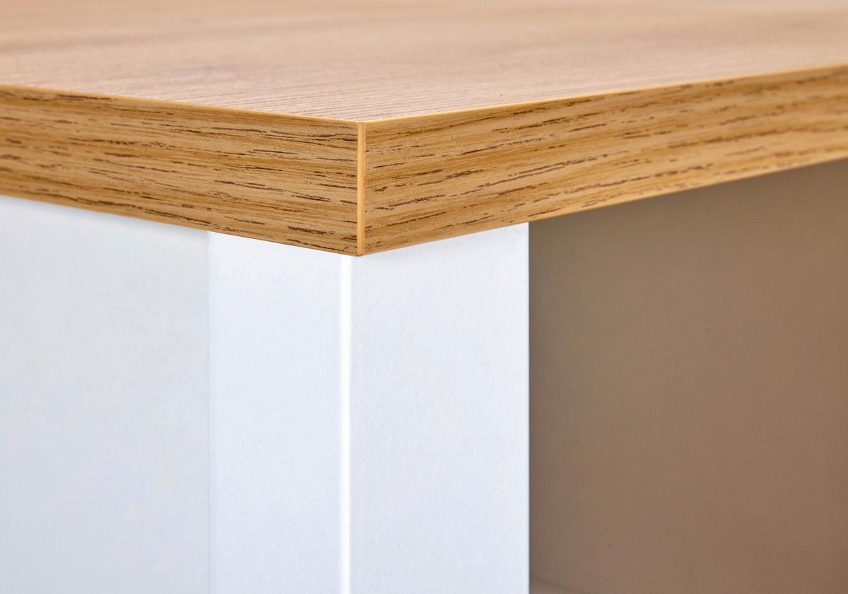 Aufsatzschrank Sicilia Weiß/Eiche Artisan - Silberfarben/Weiß, ROMANTIK / LANDHAUS, Holzwerkstoff/Metall (70/60,5/60cm) - Mömax