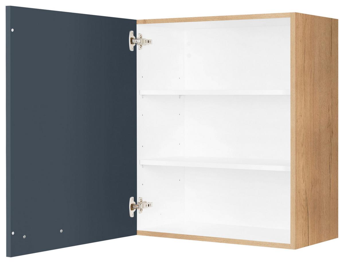 Küchenoberschrank Easytouch Blau - Blau/Eichefarben, MODERN, Holzwerkstoff/Metall (60/72/35cm) - Nobilia