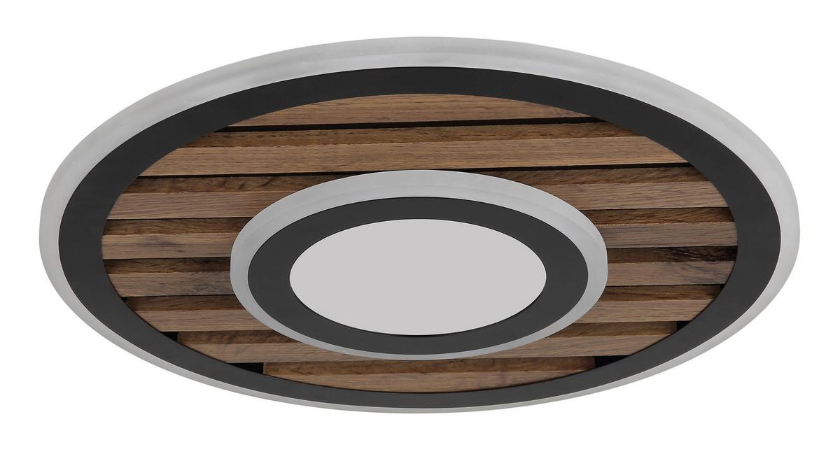 LED-DECKENLEUCHTE 67345D4 WOODY - Weiss/Dunkelbraun, Natur, Holzwerkstoff/Kunststoff (40/6cm) - Globo