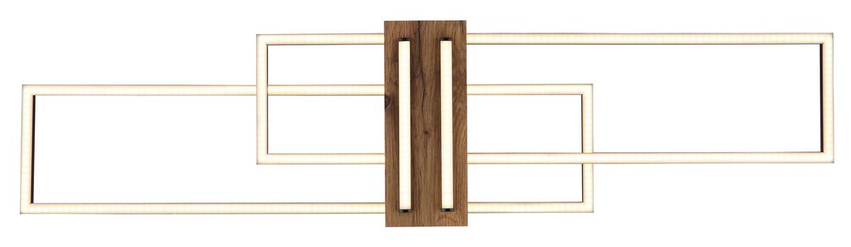 LED-DECKENLEUCHTE 67208-40N DAKARI - Weiss/Dunkelbraun, Natur, Holzwerkstoff/Kunststoff (100/25/9,7cm) - Globo