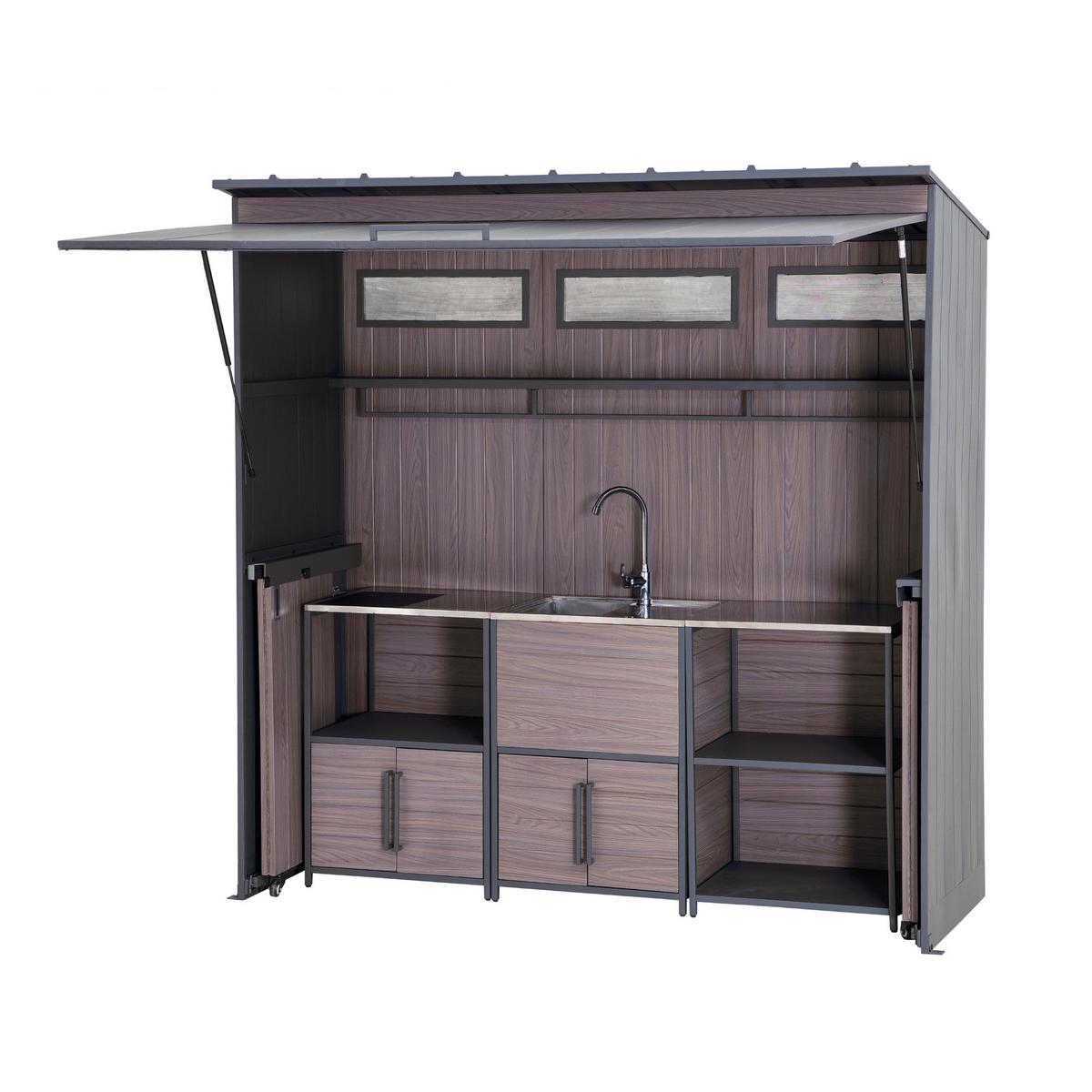 Gartenhaus Mambo Anthrazit/Dunkelbraun - Anthrazit/Dunkelbraun, Basics, Metall (220/226/94cm) - Modante