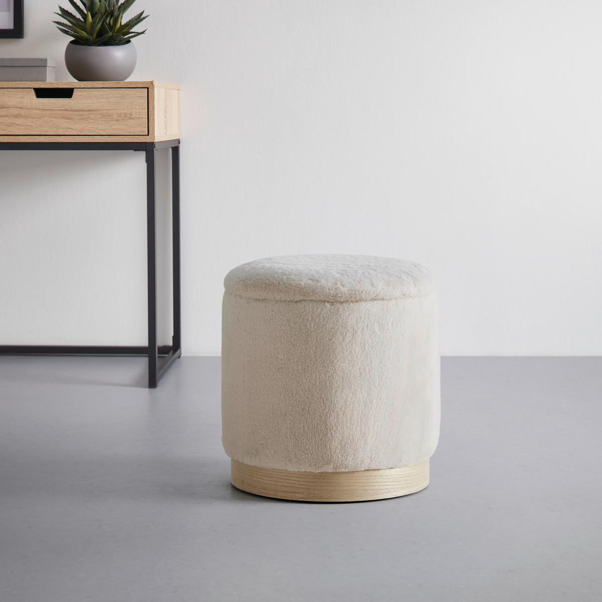 Hocker Pelo mit Stauraum Taupe Kunstfell - Taupe, ROMANTIK / LANDHAUS, Papier/Holzwerkstoff (39/40/39cm) - Premium Living