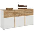 Sideboard in Weiß/Eichefarben - Chromfarben/Eichefarben, MODERN, Holzwerkstoff/Metall (170/88/44cm) - MODERN LIVING