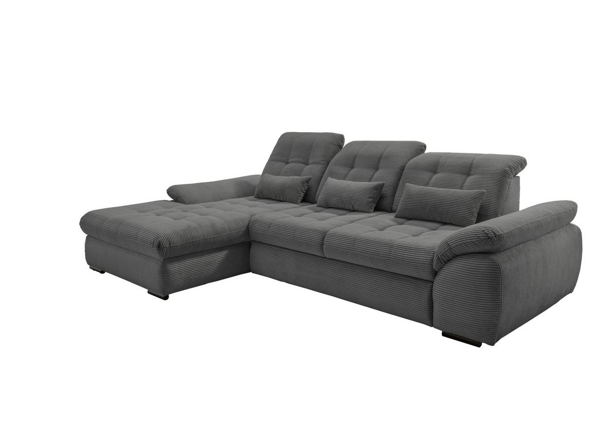 Ecksofa mit Bettkasten Rigatti ca. 184x314 cm Grau - Schwarz/Grau, MODERN, Textil/Metall (184/314cm) - Livetastic