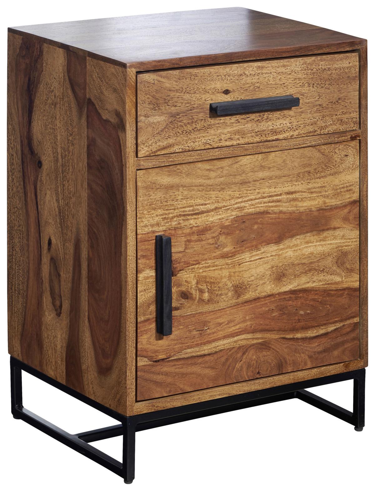 Majhna Nočna Omarica Wohnling, Masiven Les - črna/barve indijskega rožnega lesa, Design, kovina/les (45/65/35cm) - MID.YOU