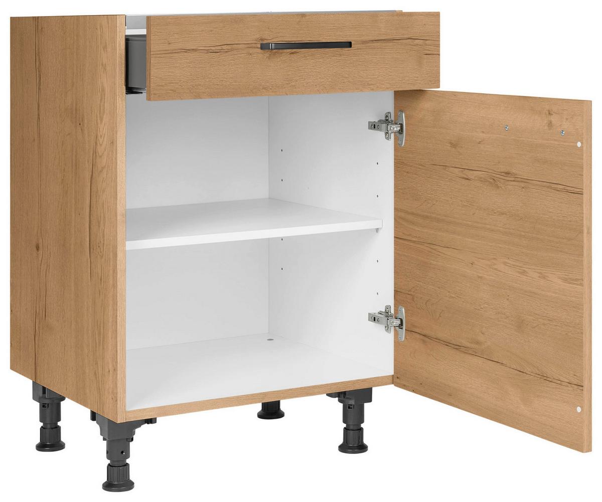 Kochfeldumbauschrank Structura Eiche - Eichefarben/Schwarz, MODERN, Holzwerkstoff/Metall (60/87/56cm) - Nobilia