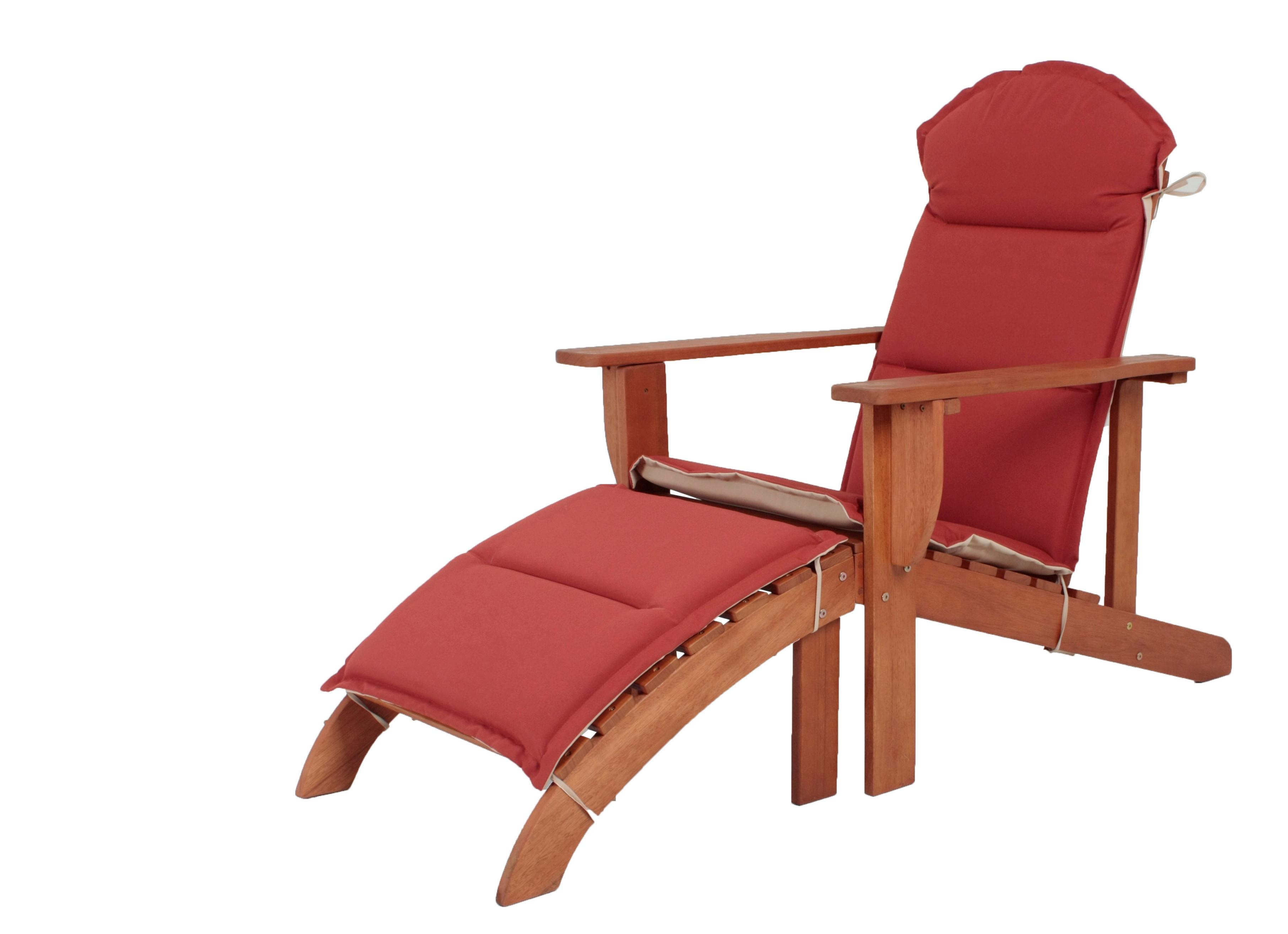 Sonnenliege Harper Holz ca. 142x70x93 cm Rot/Weiß - Eukalyptusholzfarben/Rot, Basics, Holz (142/70/93cm) - Gardenson