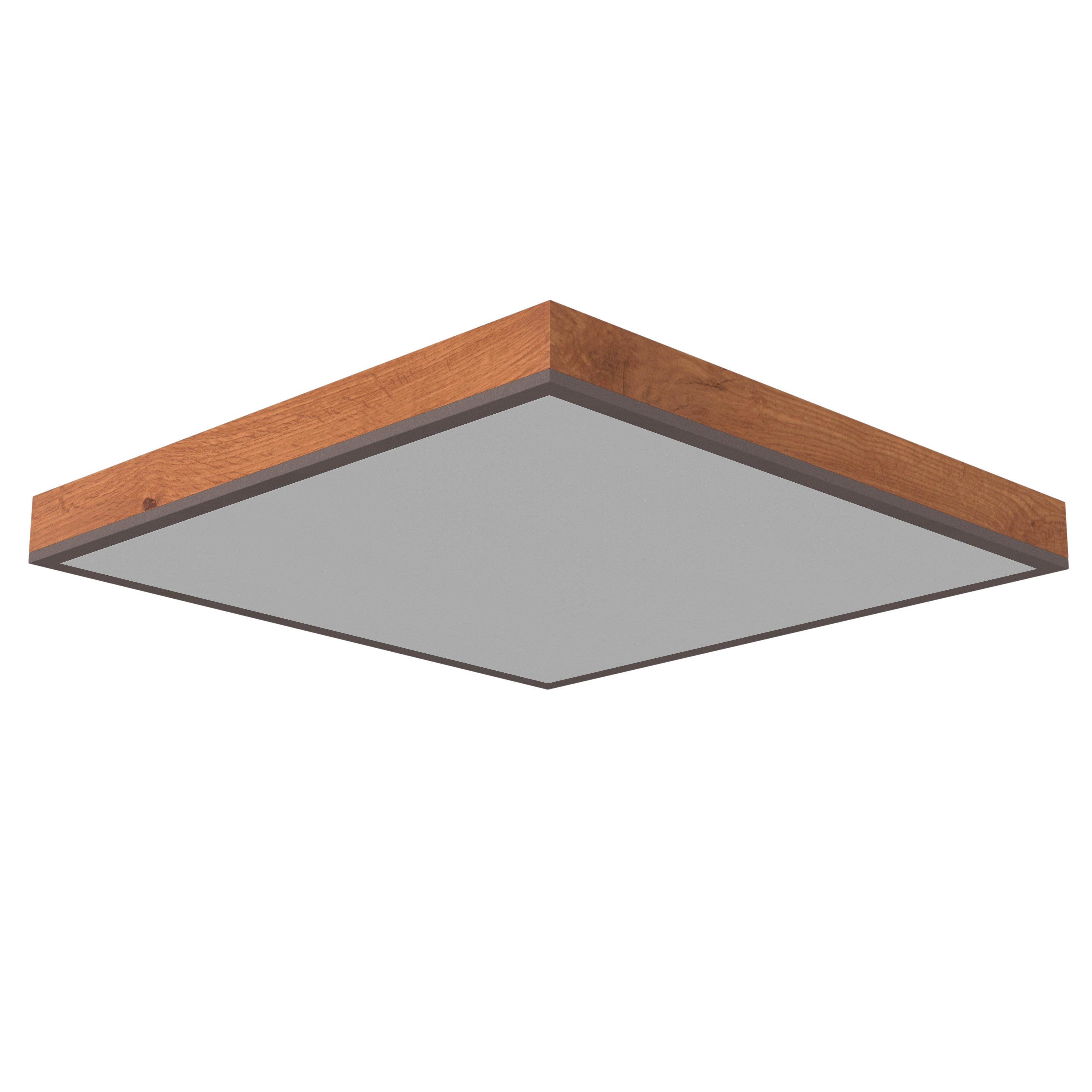 LAMPA SUFITOWA LED LUDWIG *SBN* - opal/kolor grafitowy, Natur, materiał drewnopochodny/tworzywo sztuczne (45/45/7,6cm) - Novel