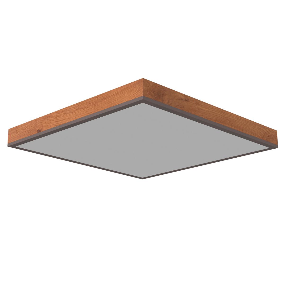 LAMPA SUFITOWA LED LUDWIG *SBN* - opal/kolor grafitowy, Natur, materiał drewnopochodny/tworzywo sztuczne (45/45/7,6cm) - Novel