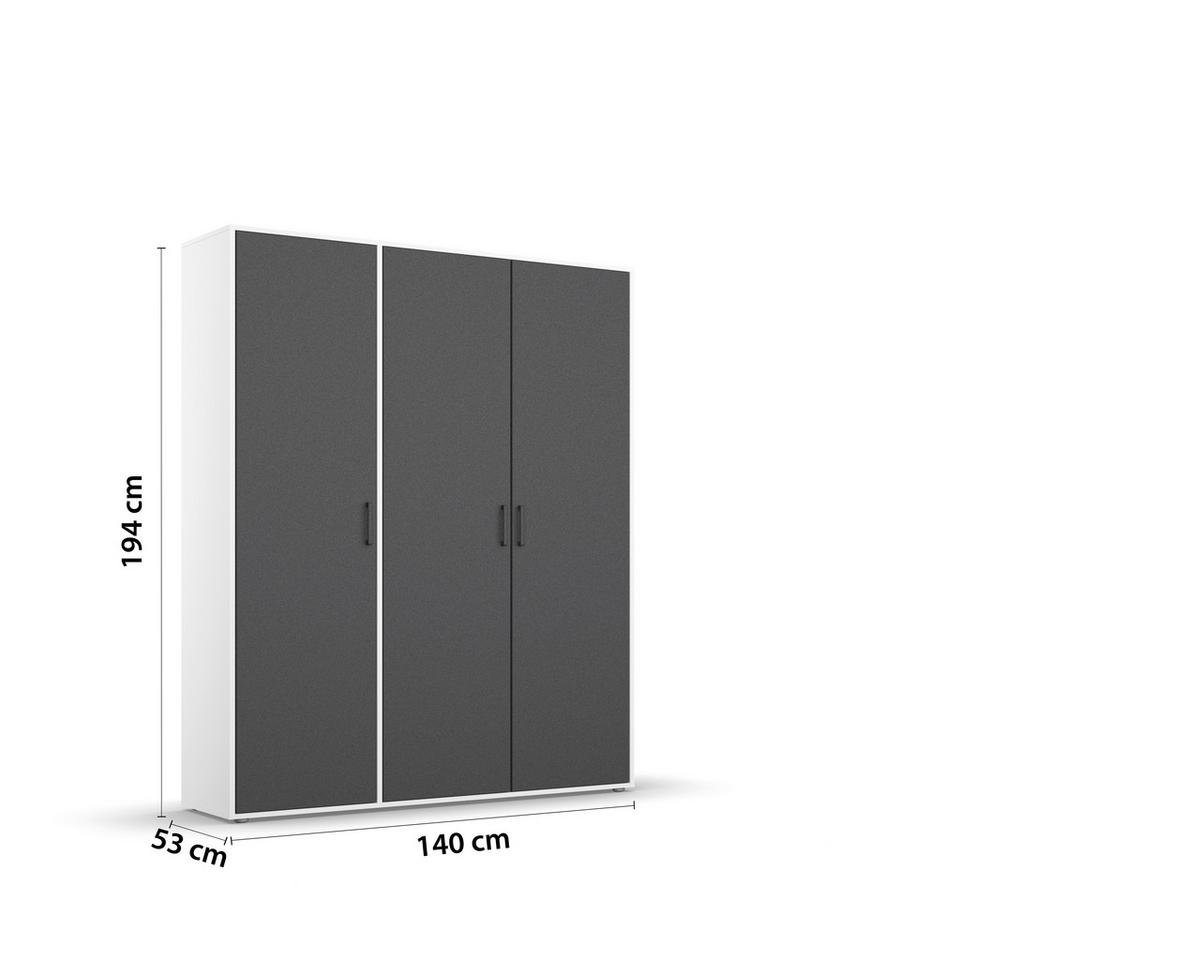 DULAP  USI ROTATIVE VOYAGER - alb/gri, Modern, material pe bază de lemn (140/194/53cm) - Modern Living