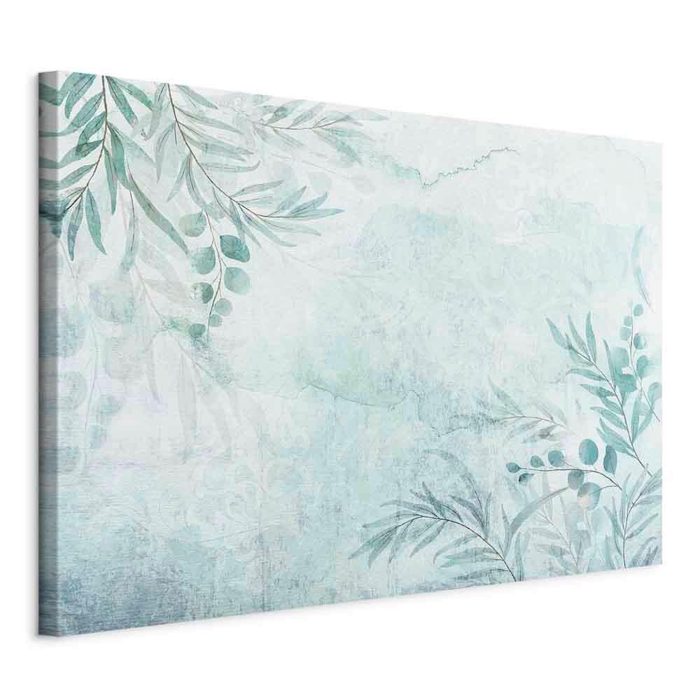 Slika Na Platnu Gentle Breeze Of Leaves - pastelno zelena/sivobela, Basics, tekstil/les (120/80/1,2cm) - artgeist