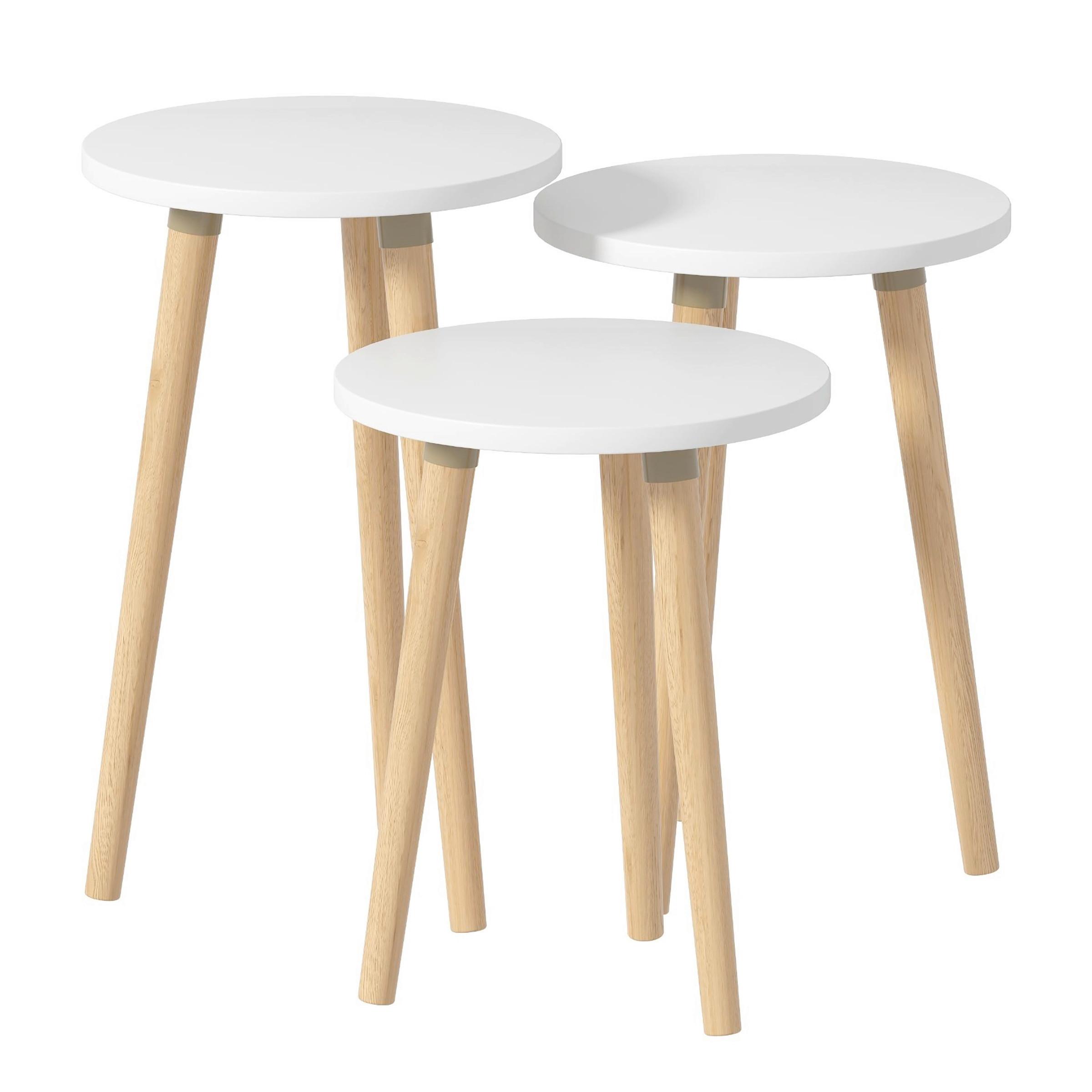 Beistelltischset Barilo 3-tlg. Weiß/Honigeiche - Honigeiche/Weiß, Design, Holzwerkstoff (33,5/33,5/52cm) - MID.YOU