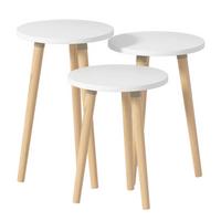 Beistelltischset Barilo 3-tlg. Weiß/Honigeiche - Honigeiche/Weiß, Design, Holzwerkstoff (33,5/33,5/52cm) - MID.YOU