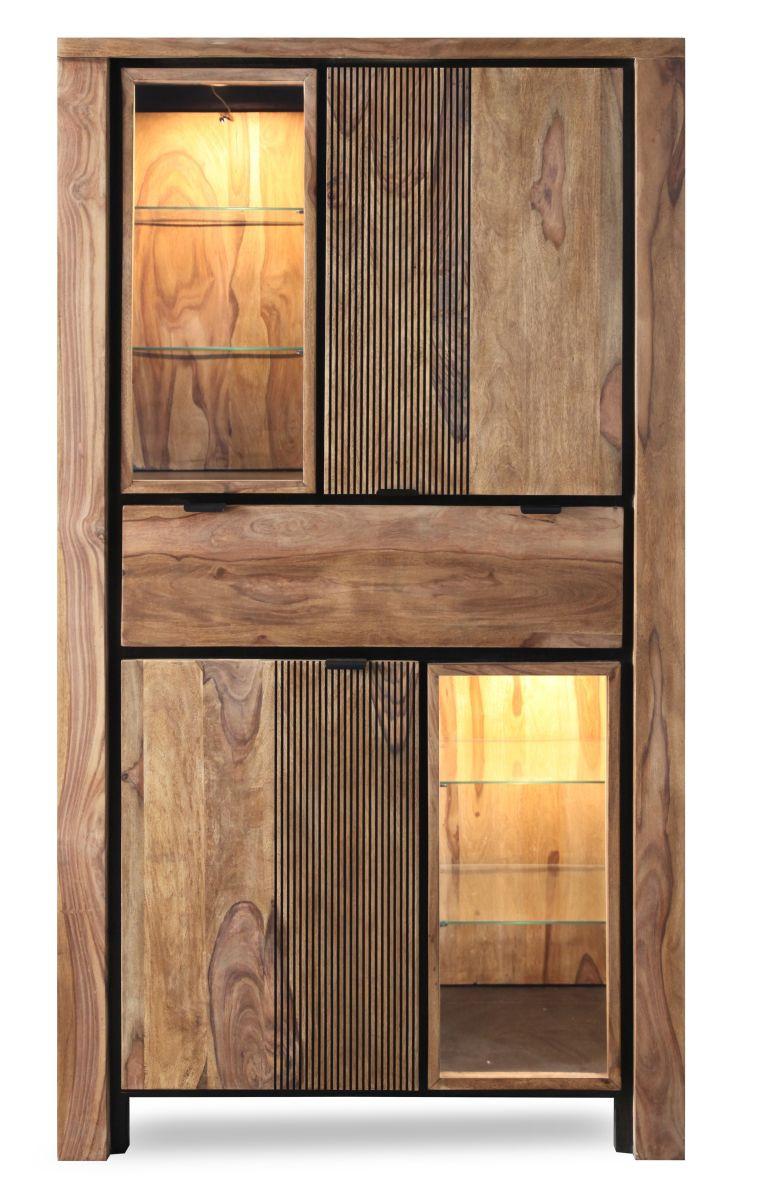 WITRYNA BANDUNG - kolor naturalny/czarny, Modern, metal/drewno (100/180/40cm) - Livetastic