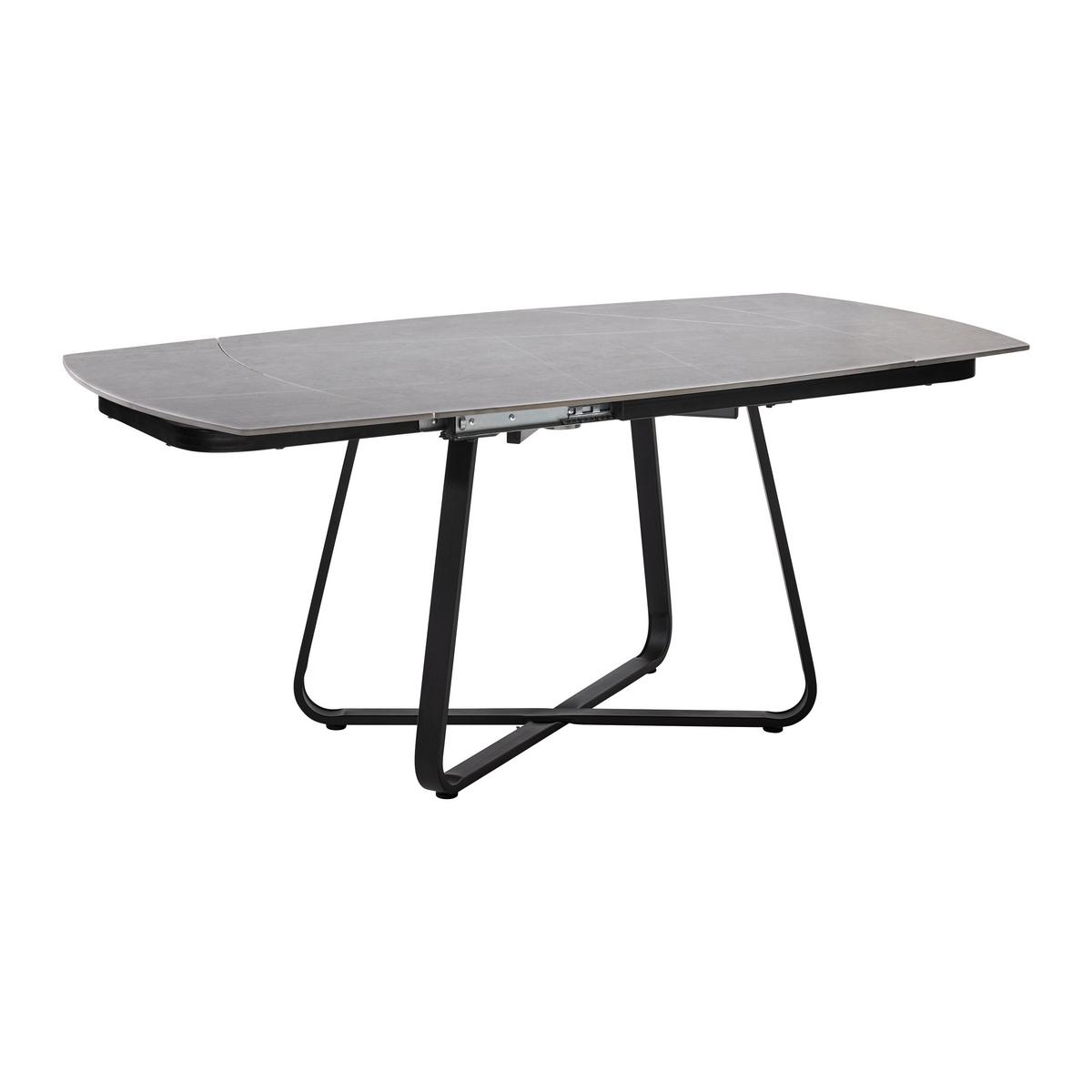 Esstisch ausziehbar Matera Dunkelgrau ca.120-180x76 cm - Schwarz, MODERN, Keramik/Metall (120-180/90/76cm) - Bessagi Home