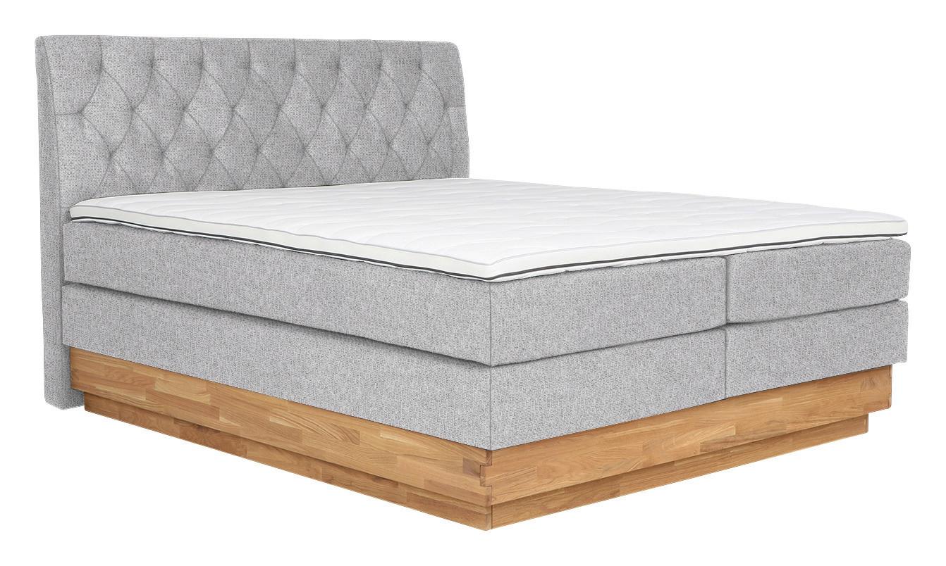 Boxspringbett Marie in Silberfarben ca. 180x200cm - Silberfarben, KONVENTIONELL, Holz/Kunststoff (180/200cm) - Zandiara