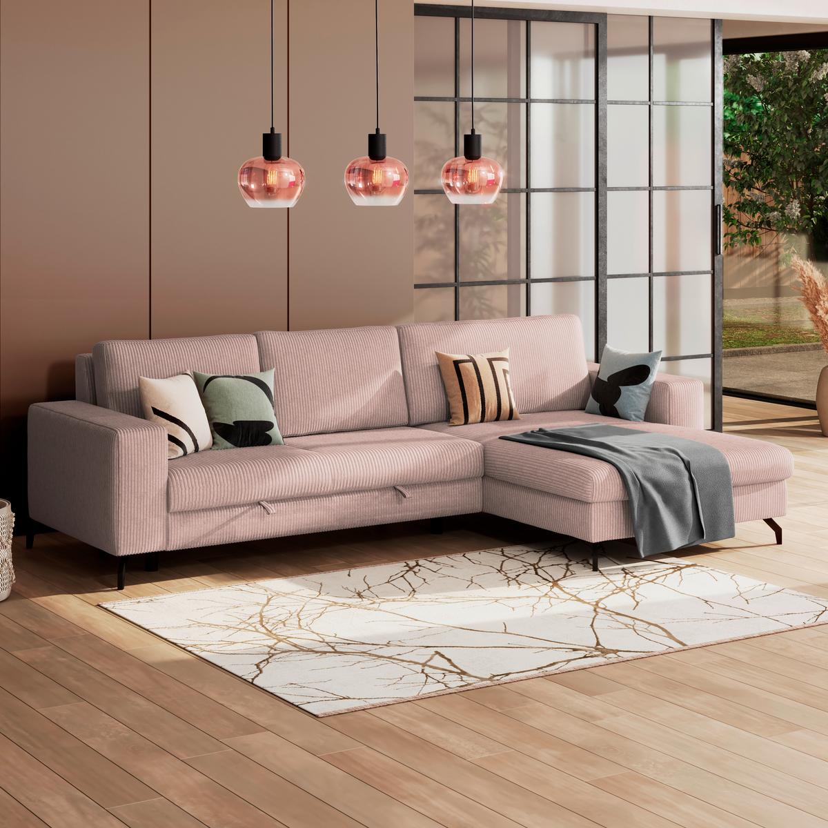 Kutna Garnitura Cloud - ružičasta, Trend, tekstil (290/178cm) - Modern Living