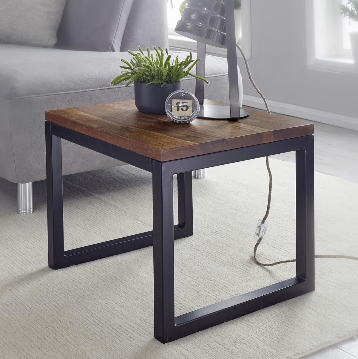 Klubska Miza Wl6.150 - črna/barve indijskega rožnega lesa, Konvencionalno, kovina/les (45/45/40cm) - MID.YOU