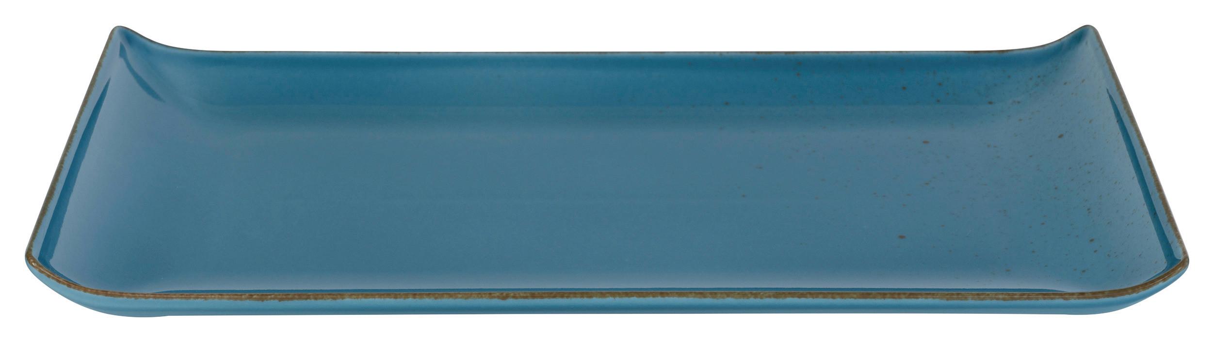 Servierplatte Capri in Blau - Blau, Modern, Keramik (32/16,5/2cm) - Premium Living