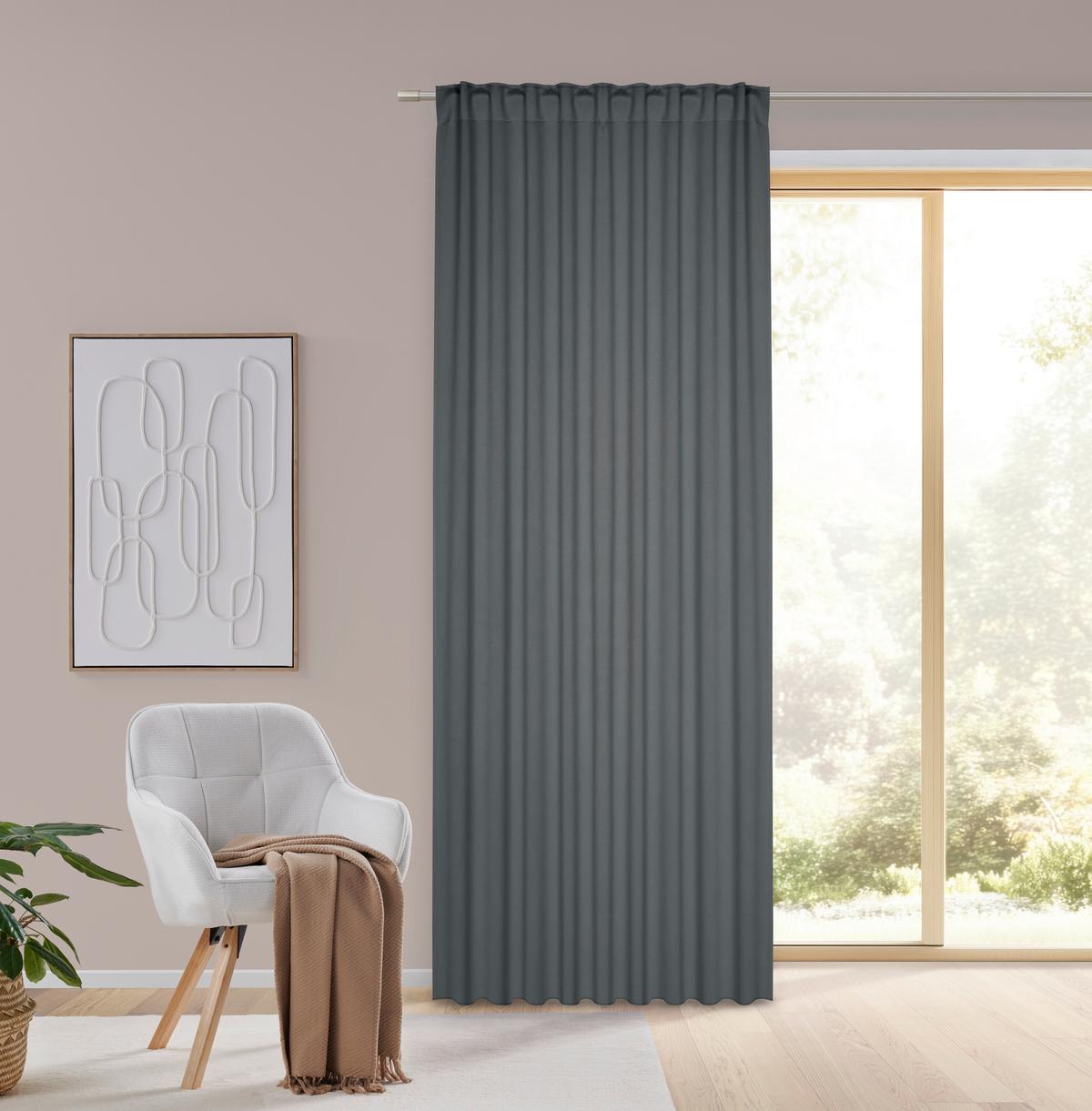 Sötétítőfüggöny 2db-Os Henri 140/245 - antracit, textil (135/245cm) - Mömax