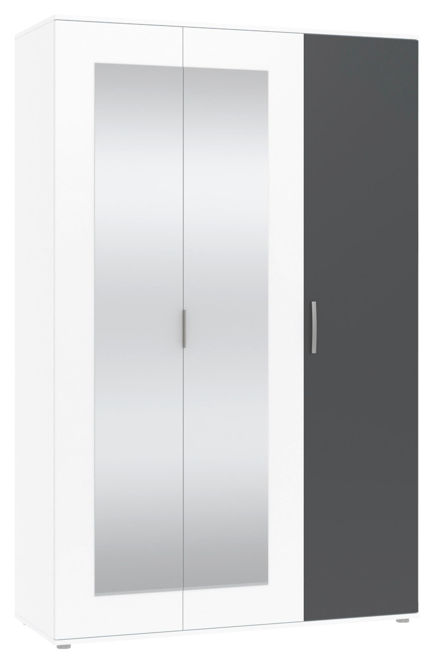 Omara Za Oblačila Jan, Bela, Antracit - barve kroma/bela, Trend, umetna masa/steklo (135/210/52cm)