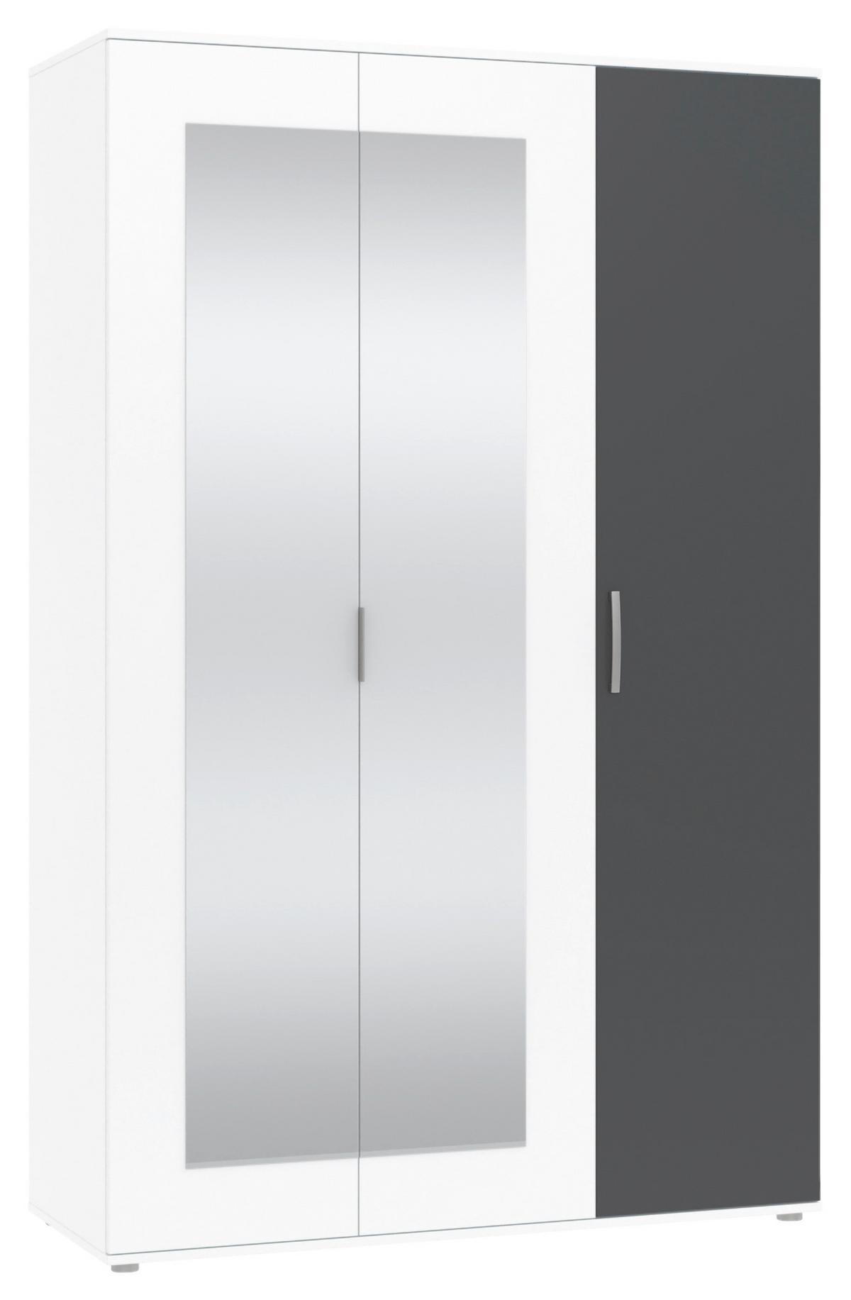 Omara Za Oblačila Jan, Bela, Antracit - barve kroma/bela, Trend, umetna masa/steklo (135/210/52cm)