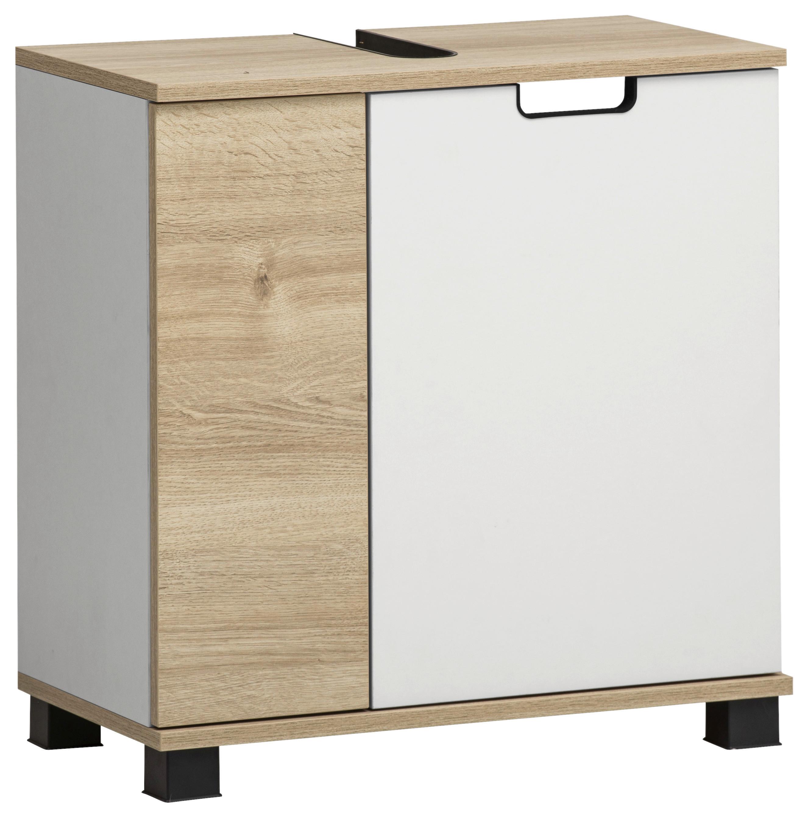 Omarica Za Pod Umivalnik Emmik, Bela, Barva Hrasta - črna/barve hrasta, Moderno, umetna masa/leseni material (59,8/62,4/32,6cm) - Stylife