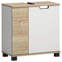 Omarica Za Pod Umivalnik Emmik, Bela, Barva Hrasta - črna/barve hrasta, Moderno, umetna masa/leseni material (59,8/62,4/32,6cm) - Stylife