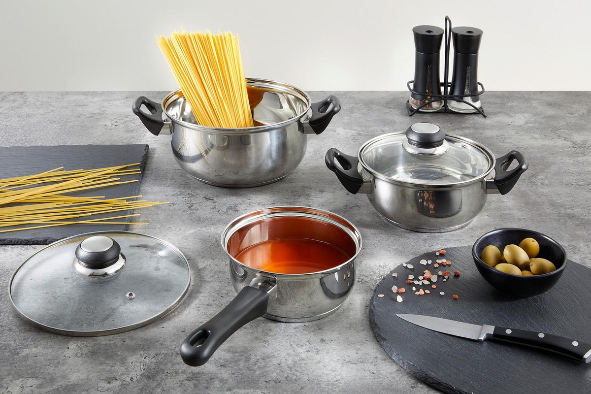 Set de oale BERTA -BASED- - străveziu/culoare inox, Konventionell, plastic/sticlă - Best Price