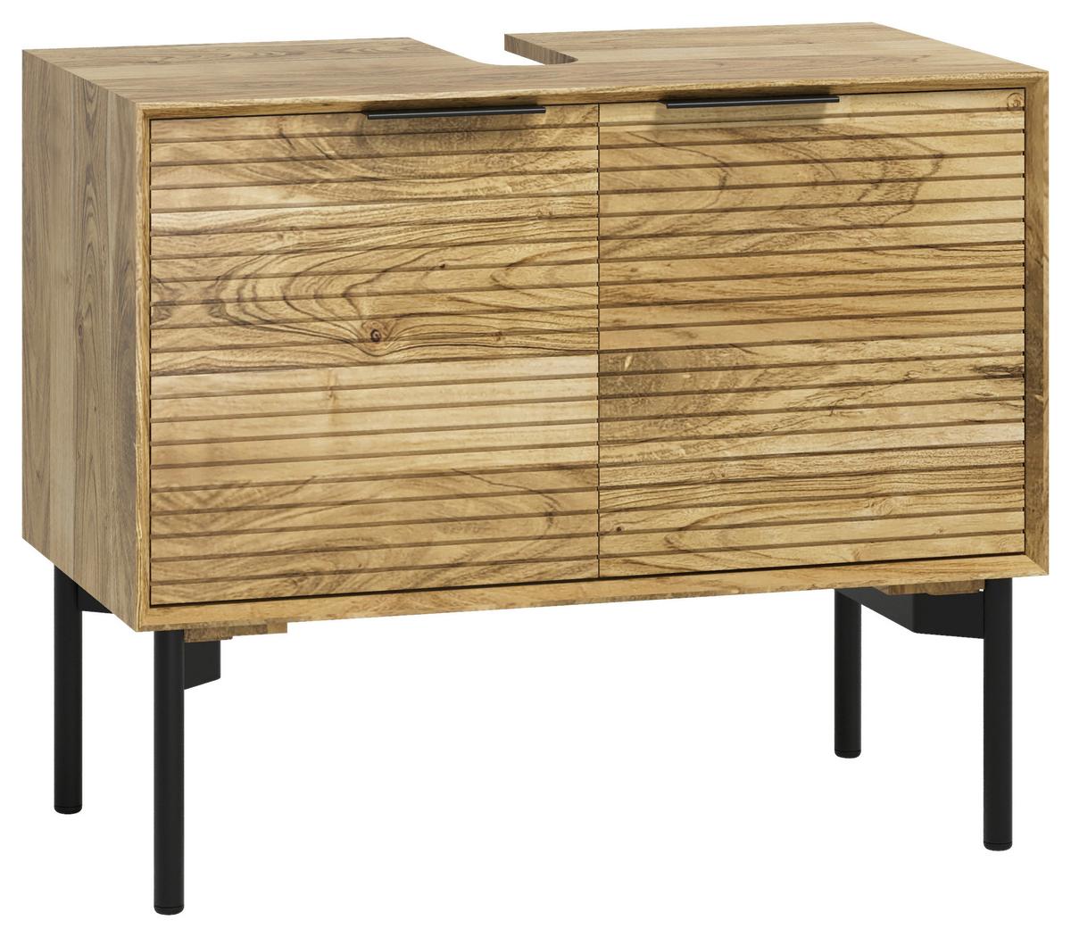 SZAFKA POD UMYWALKĘ FRAME - kolor naturalny/czarny, Natur, metal/drewno (80/66/42cm) - Livetastic