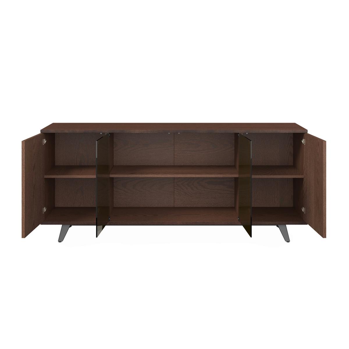 Sideboard Zelia Holz/Glas Braun/Walnussfarben - Walnussfarben/Schwarz, MODERN, Glas/Holz (180/77/45cm) - Bessagi Home