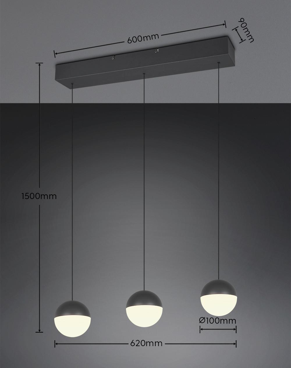 LED-HÄNGLAMPA SESTINE - svart, Modern, metall/plast (60/9/150cm) - Mömax