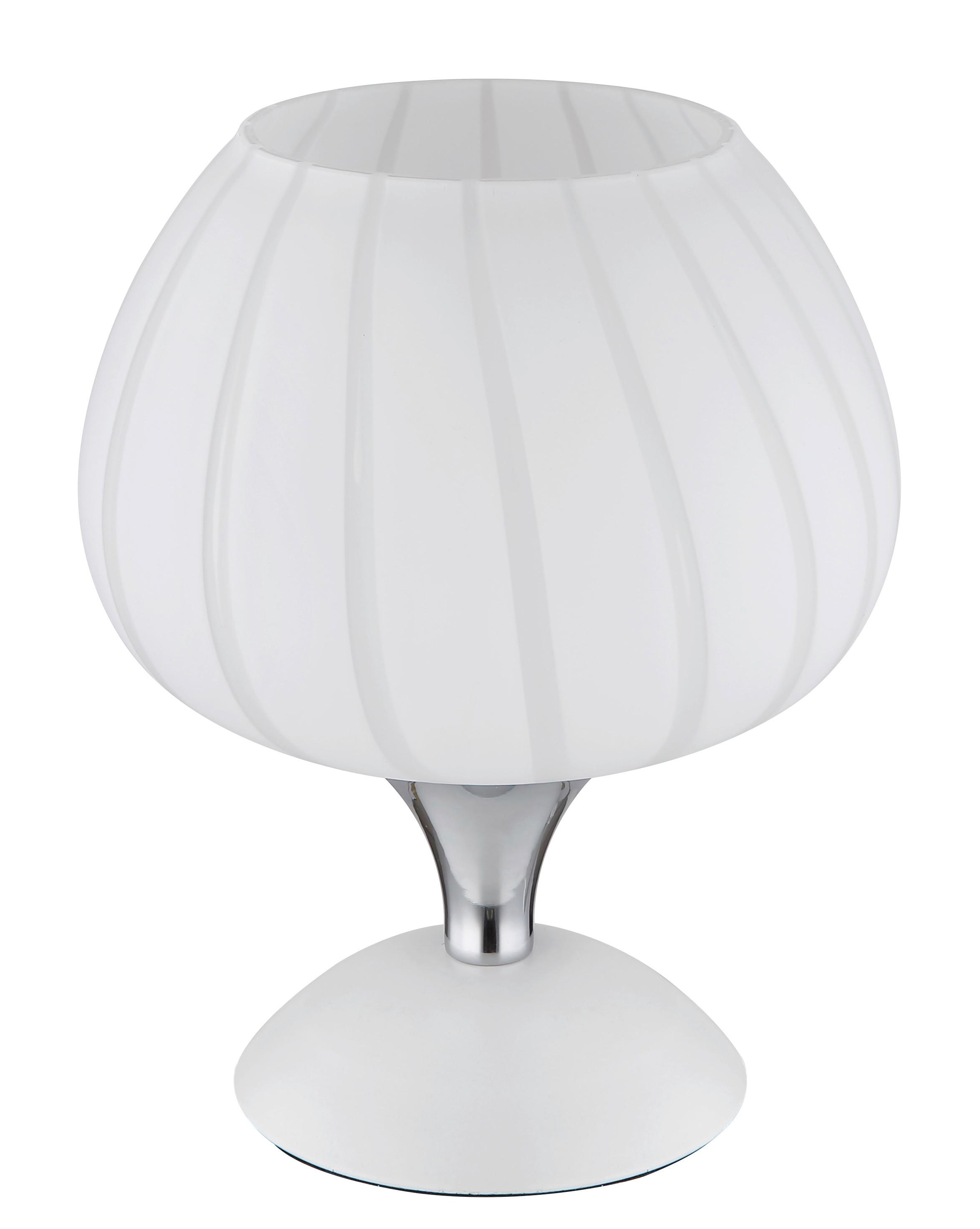 Tischleuchte Maxy Weiß max. 40 Watt - Chromfarben/Weiss, Konventionell, Glas/Metall (15/20,5cm) - Globo