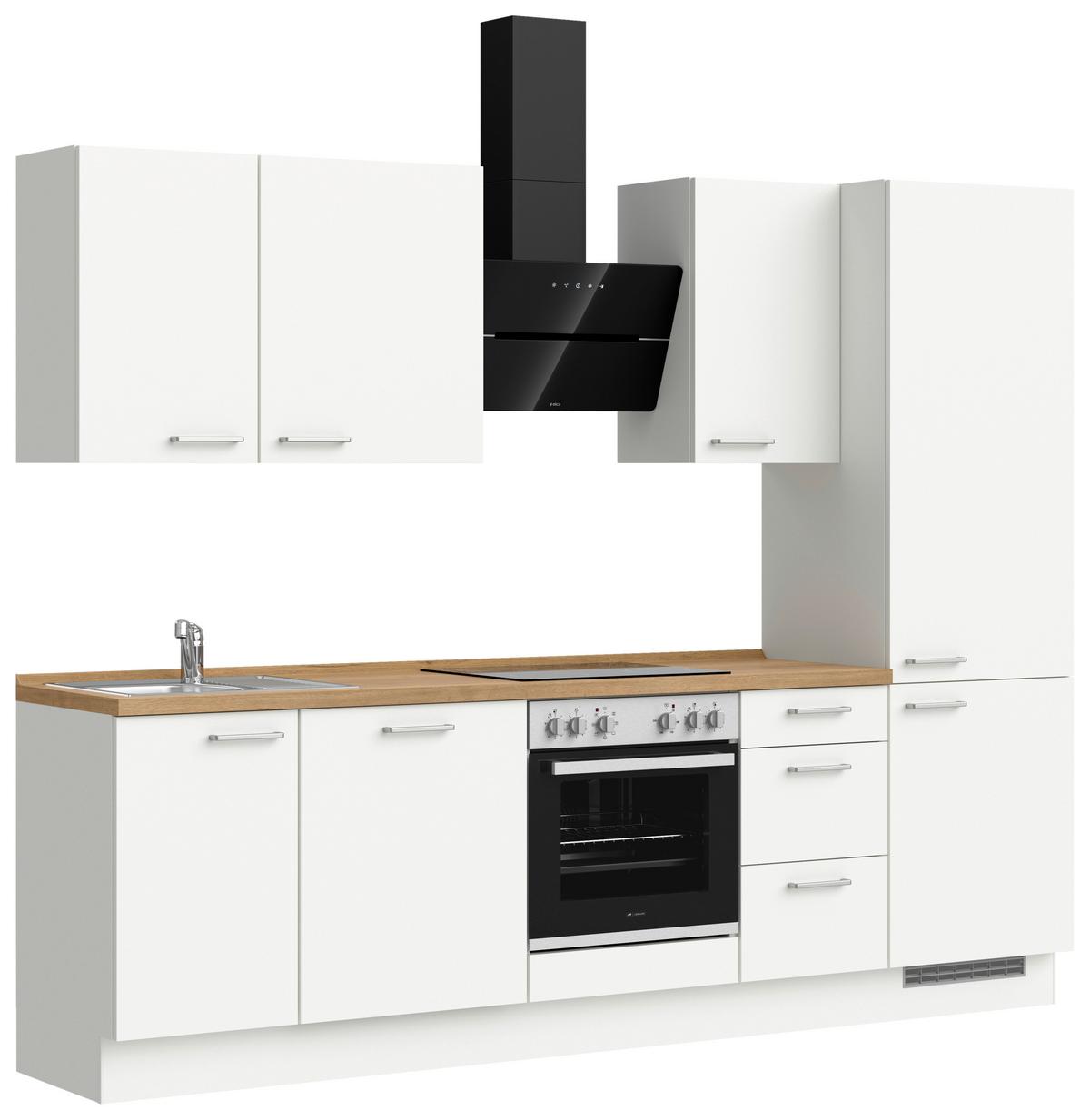 Küchenleerblock Touch High o. Geräte Weiß - Edelstahlfarben/Eichefarben, MODERN, Holzwerkstoff/Metall (270cm) - Nobilia