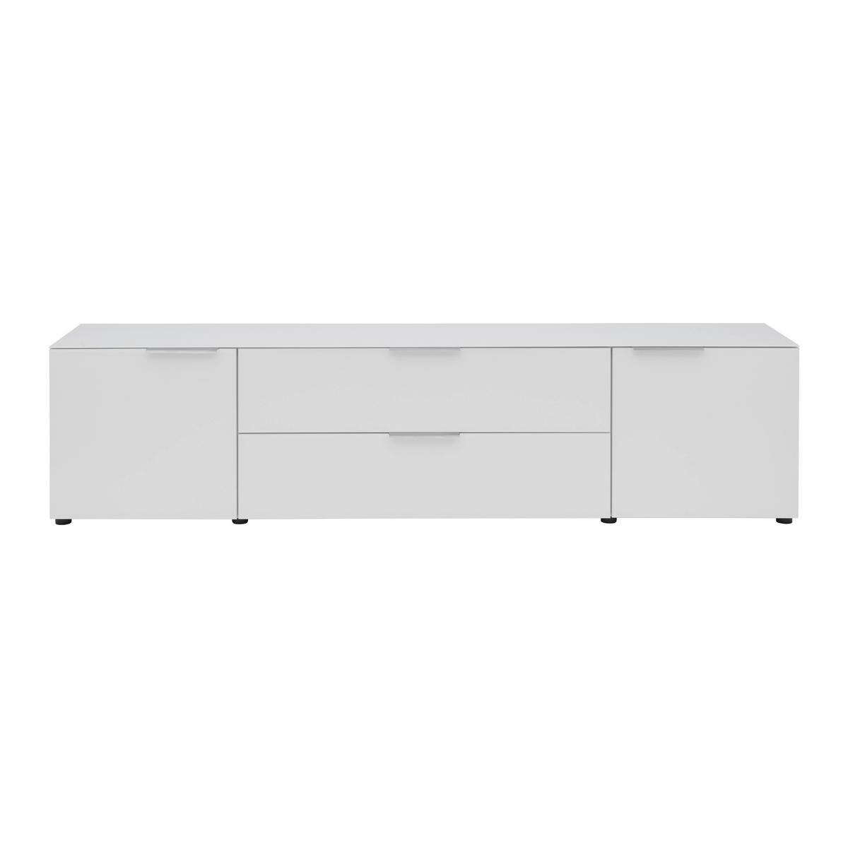 TV-Element Siena Weiß - Chromfarben/Schwarz, MODERN, Glas/Holzwerkstoff (226/55/40cm) - Premium Living