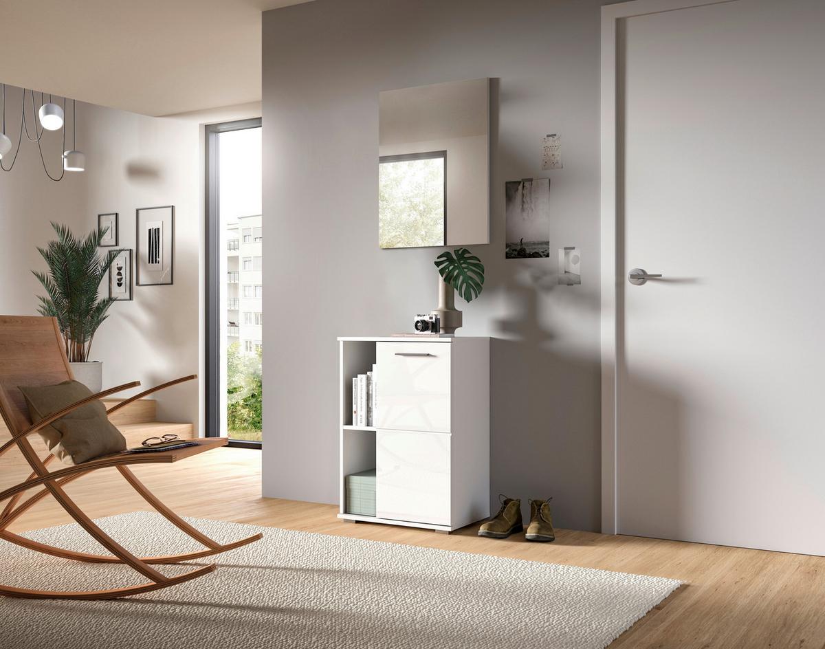 Predsoba Prego, Bela Visok Sijaj, 2-Delna - bela/visoki sijaj, Design, steklo/leseni material (55/191/37cm) - MID.YOU