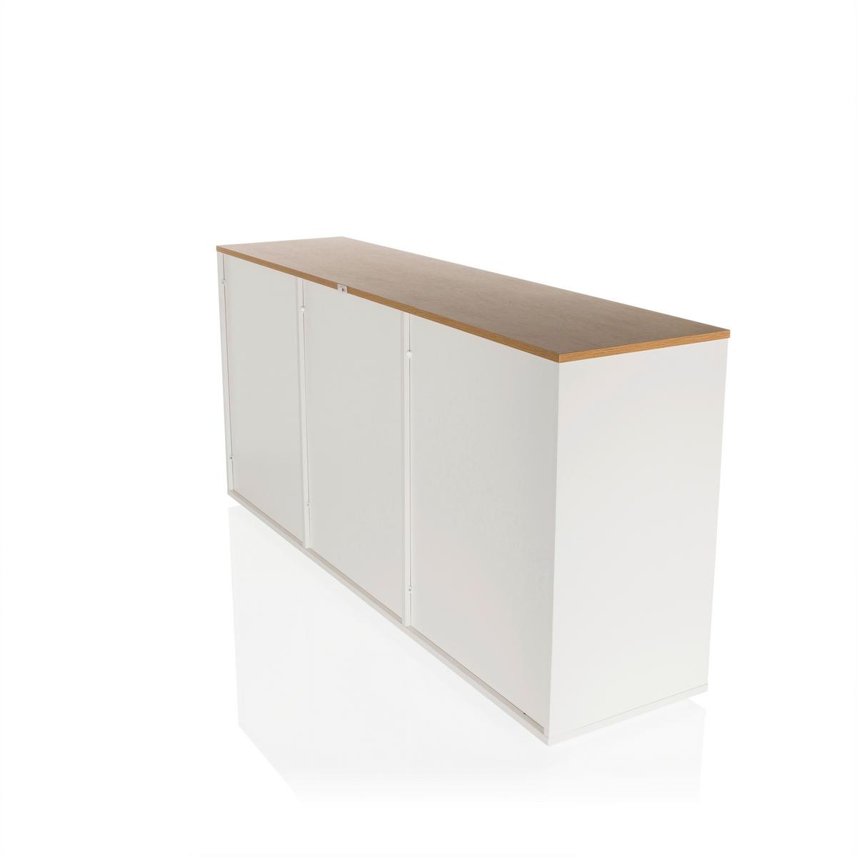 Široka Komoda Kelo, Bela, Barva Hrasta - barve hrasta/bela, Moderno, leseni material (160/76/40cm) - MID.YOU