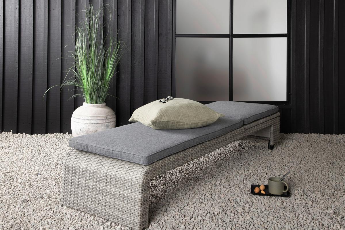 Sonnenliege London ca. 60x32x196 cm Grau - Grau, KONVENTIONELL, Kunststoff/Textil (60/32/196cm) - Gardenson