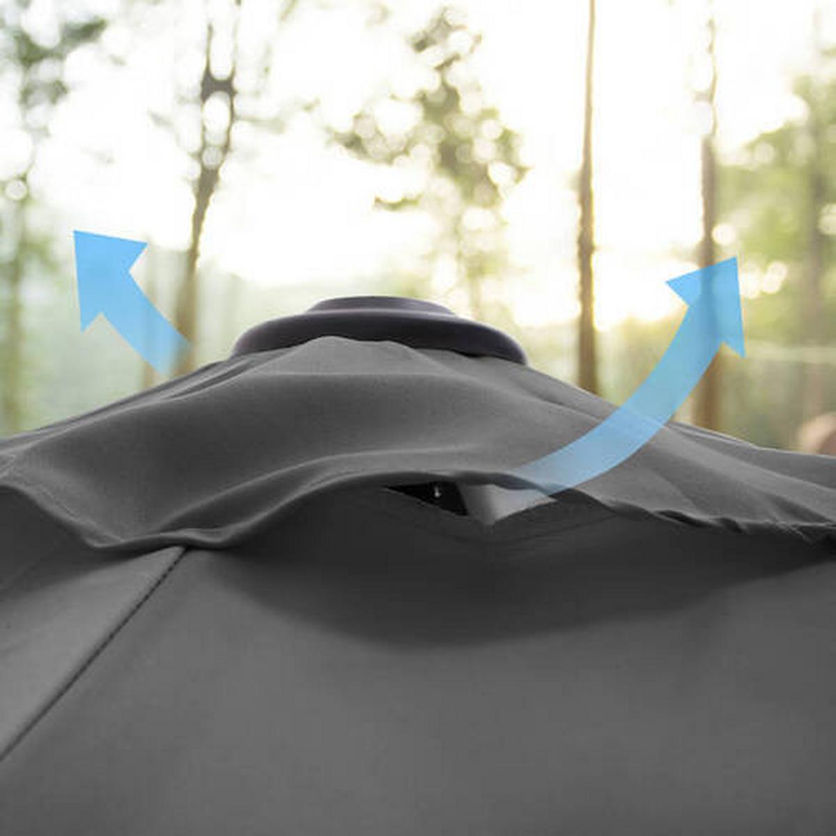 Sonnenschirm M Grau/Schwarz ca. 300cm - Schwarz/Grau, Basics, Textil/Metall (300/300cm) - Modante